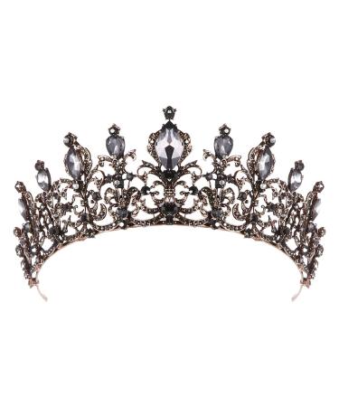 Frcolor Baroque Queen Krone Strass Wedding Diademe Gothic crystal crown vintage tiara headband foray foray bride Halloween Christmas gifts (black) - Buy Online on GoSupps.com