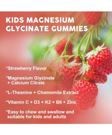 Magnesium Glycinate Gummies for Kids & Adults - Relaxation & Cognition Support - 400/200mg Magnesium Supplement with L-Theanine, Chamomile, B6, D3 & K2 - Vegan, Sugar Free, Strawberry Flavor, 60 Ct Strawberry 60 Count (Pack  - Buy Online on GoSupps.com