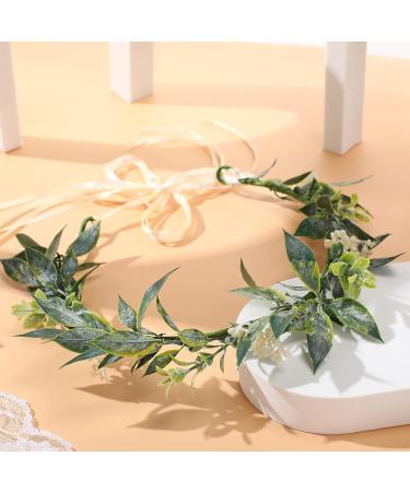 Xinnun 2-Piece Green Leaf Flower Crown for Flower Girls - Wedding Hair Accessories & Bridal Eucalyptus Headpiece - Buy Online on GoSupps.com