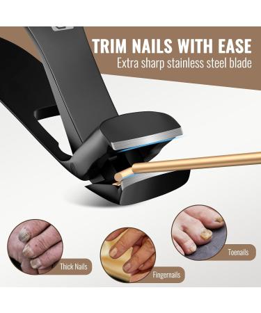 WONSIM Nail Clippers for Seniors Thick Nails Angled Head Ergonomic Toenail Clippers with Wide Jaw Opening Heavy Duty Mess Free Nail Cutter Nail Trimmer for Men Women Black - Buy Online on GoSupps.com