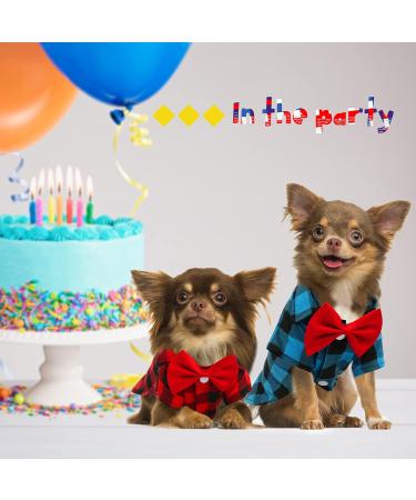 GINDOOR 2 Pack Plaid Dog Shirt with Bow Tie Combo for Small, Medium, Large Dogs and Cats - Cute Boy Dog Clothes for Birthday Party and Holiday Photos - Buy Online on GoSupps.com