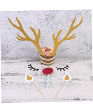 Didiseaon 10 Sets Glitter Outfit Cocktail Garnish Birthday Cake Topper Christmas Reindeer Cupcake Topper Christmas Toppers Antler Flash Plug-in Baking Paper Insert Card Child Top Hat - Buy Online on GoSupps.com