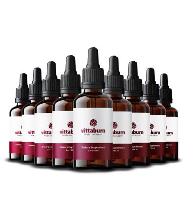 Vittaburn (9 Pack) Weight Loss Support Drops - All Natural Boost Metabolism Control Cravings & Burn Fat Naturally Pure Organic Formula for Healthy Weight