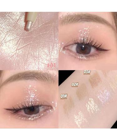 Double Ended Highlighter and Eye Makeup Pen - Glitter & Matte Nude Eyeliner, Eyeshadow, and Liquid Contour Liner - 2 in 1 Multi-Functional Long Lasting Makeup Stick - Silkworm Pencil (01, 03, 04) - Buy Online on GoSupps.com