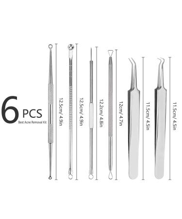 Blackhead Remover Set - 6 Pcs Comedone Squeezer & Acne Pimple Blemish Extractor Tools for Clear Skin - Buy Online on GoSupps.com