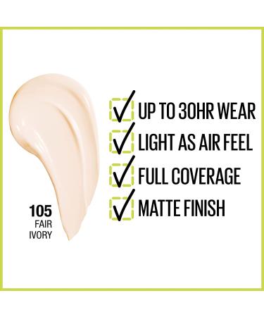 Maybelline Super Stay Full Coverage Foundation 105 Fair Ivory - Long-Lasting, 1 fl oz (30 ml) - Buy Online on GoSupps.com