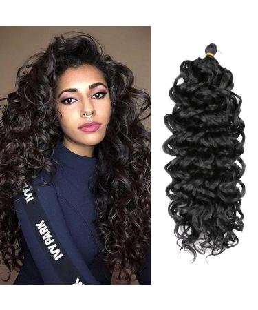 Romance Hawaii Curl 6Pcs 20 inch Ocean Wave Crochet Braid Hair Extension Synthetic Crochet Braid Hair Deep Wave Crochet Hair (20 " 1b) 20" 1b