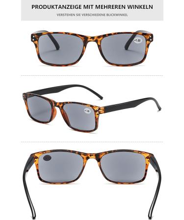 Lanomi Vintage Sunglasses & Reading Glasses - UV400 Gray Lens Tortoise Design 3.0 Diopter - Stylish Outdoor Reader with Spring Hinges - Buy Online on GoSupps.com