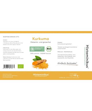 Organic Turmeric Powder (100g) - Histamine Low Gluten-Free Yeast-Free | Vegan & FODMAP-Conscious - Perfect for Histamine Intolerance - Buy Online on GoSupps.com