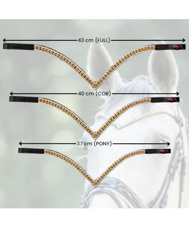 Buy Start Wodenhringriemen Horse Glitter Headband | Leather Diamond Stirrup Straps for Warmblood Thoroughbred & Pony - Full Black/Shimmering - Buy Online on GoSupps.com