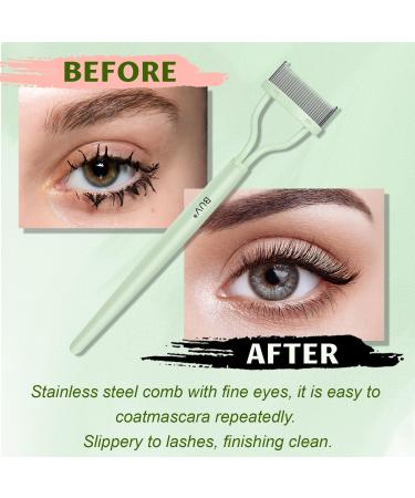 Eyelash Comb Eyelash Curler Makeup Mascara Applicator Eyelash Definer Eyebrow Brush Metal Teeth Eye Lash Tool LSSZ-E Light Green 12 - Buy Online on GoSupps.com