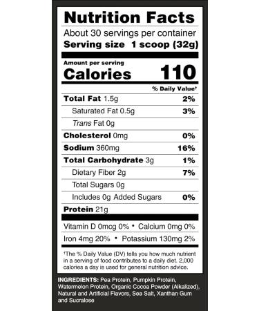 2nd Nature Plant-Based Protein Chocolate Flavor 21G Vegan Protein Gluten-Free Non-GMO 30 Servings for Muscle Growth & Recovery - Buy Online on GoSupps.com