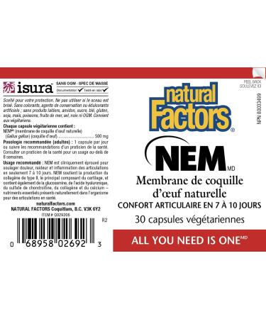 Natural Factors NEM Joint Comfort & Flexibility Capsules | 30ct | 30 Servings | Pack of 1 - Buy Online on GoSupps.com