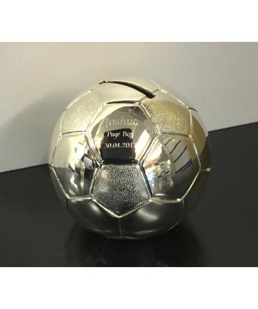 Personalised Silver Football Money Box | Engraved Gift for Christening - Buy Online on GoSupps.com