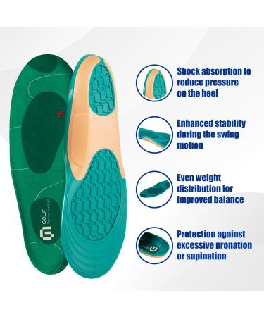 GED Golf Shoe Insoles for Women - Arch Support & Comfort for Plantar Fasciitis - Enhance Stability & Balance in Golf - US Size 9-9.5 - Buy Online on GoSupps.com