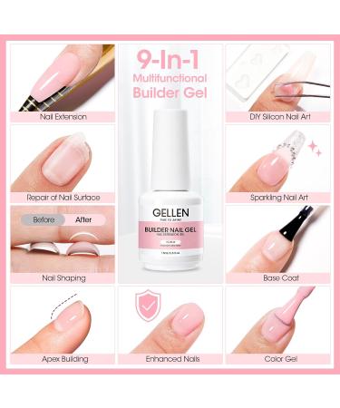 Gellen 15ml Builder Gel Nude Pink Extension Hard Gel for Nails Color Nail Gel Strengthener Gel No Need Slip Solution UV LED Gel Thickening Enhancement Building Gel Nail Polish - Buy Online on GoSupps.com