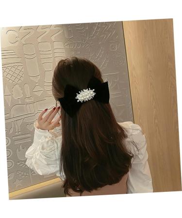 minkissy 1pc Hairpin Bow Hair Clips Grosgrain Hair Bow Wedding Headpieces Big Hair Bow Clip Bow Knot Barrettes Hair Accessories for Women Wedding Fabric Pearl Small and Fresh Girl 17.5X11.5X2.5CM Black - Buy Online on GoSupps.com