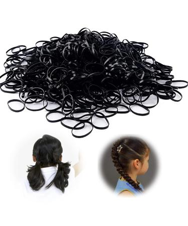 Bobbird 200 pieces of hair tie black rubber beard rubber mini elastic hair bands braiding tapes for children's hair braids wedding hairstyle yellow