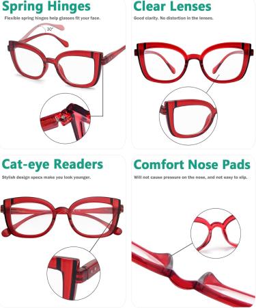 Eyekepper Oversized Cat Eye Reading Glasses for Women - Fashionable Red 3.0x with Spring Hinge - International Shipping Available - Buy Online on GoSupps.com