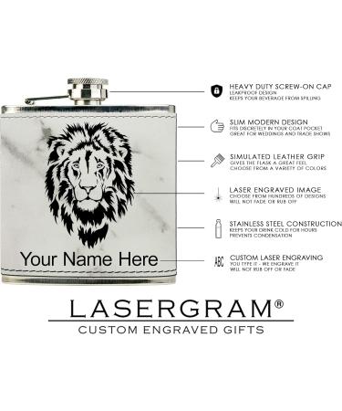 Personalized Faux Leather Flask with Route 66 California Design and Engraving - White Marble - Buy Online on GoSupps.com