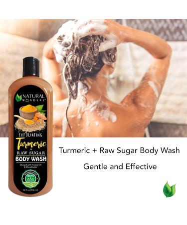 Body Wash with Turmeric & Raw Sugar - Exfoliating Vegan Cleanser 32 Fl Oz - Sulfate Free Cruelty Free for All Skin Types - Buy Online on GoSupps.com