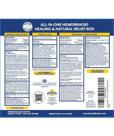 Doctor Butler's Hemorrhoid Treatment Bundle - Relief with Ointment, Spray, and Bath Salts - Buy Online on GoSupps.com