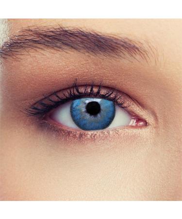 Buy Design Lenses 2 Blue Contact Lenses - Starch Ocean Blue 3-Month Natural Effect for Dark Eyes + Free Container | Aqua -1.00 - Buy Online on GoSupps.com