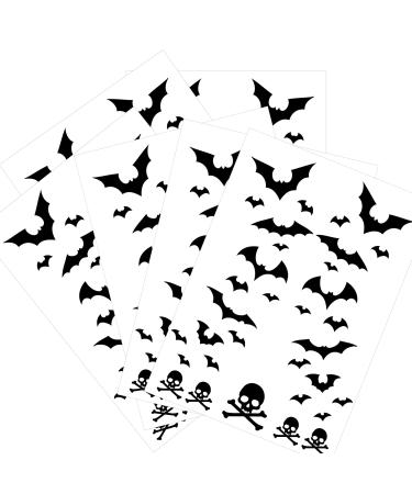 Bat Halloween Face Tattoos, 6-Sheet Fake Skull Bat Temporary Face Tattoos Sticker for Adult Kids Parties Halloween Cosplay Makeup Bats