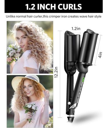 Professional Hair Waver 2 Barrel Curling Iron - 30mm Fast Heating Hair Crimper with LCD Display | Adjustable Temperature Ceramic Beach Waver Wand for Effortless Waves - Buy Online on GoSupps.com