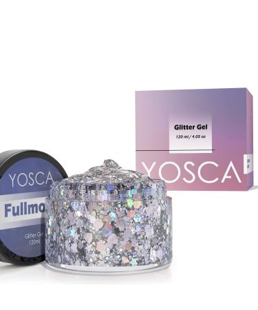 Yosca Body Glitter Gel  120g Holographic Face Adhesive Mermaid Sequins Body Chunky Glitter Powder Liquid Lotion for Women Hair  Festival Carnival Makeup  Girls Stage  Rave Accessories - Fullmoon