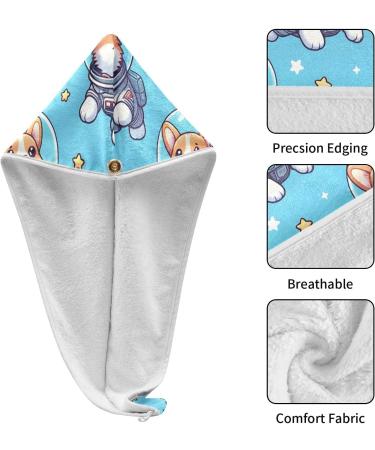 Dog Astronauts Hair Towel 2 Pack | Super Absorbent Quick Dry Hair Turbans for Women & Girls - Buy Online on GoSupps.com