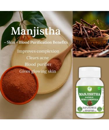 Morsan Healthcare Manjistha Capsules 500mg | 60 Vegan Capsules | Rubia Cordifolia | 100% Natural Herbal Supplement | Plant-Based Detox & Wellness Support | Pack of 1 - Buy Online on GoSupps.com