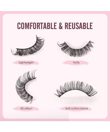 Naturally Thick Eyelashes(8 Pairs) D Curl False Eyelashes 3D Effect + Enlarge The Eyes Soft Curl Reusable Non-irritating for Parties D - Buy Online on GoSupps.com