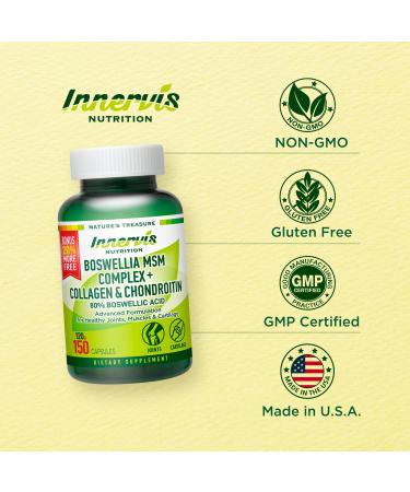 INNERVISNUTRITION Boswellia MSM Complex 150 Caps Supports Joint Health | Collagen, Chondroitin, Turmeric - Buy Online on GoSupps.com
