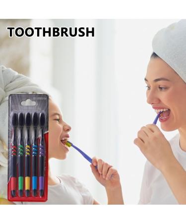 Calakono Soft Bamboo Toothbrush Set for Adults | 5 Black Charcoal Toothbrushes in Various Colors | Eco-Friendly Oral Care - Buy Online on GoSupps.com