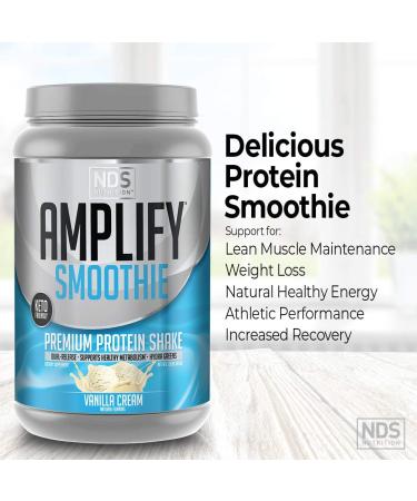 NDS Nutrition Amplify Smoothie Premium Whey Protein Powder Shake - Vanilla (30 Servings) - Build Lean Muscle, Gain Strength, Lasting Energy, Lose Fat - Buy Online on GoSupps.com