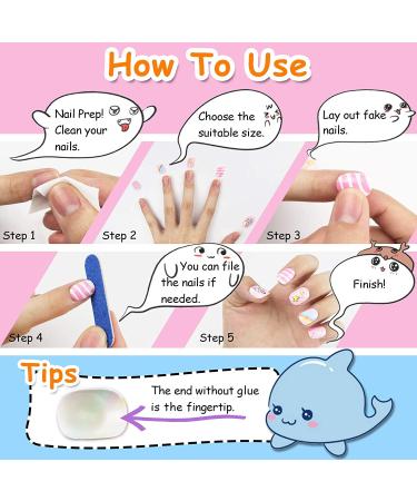 112 Pcs Fake Nails for Kids - Pre-glue Press on Nails Kit for Girls Ages 7-12 - Child Holiday Party Gift - Buy Online on GoSupps.com