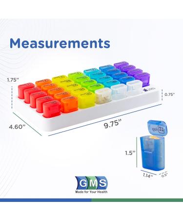 GMS Monthly Pill Organizer - 31 Day Pop Out Pill Pods for Vitamins & Medications | Ideal for Daily Use & Travel - Rainbow Colors - Buy Online on GoSupps.com