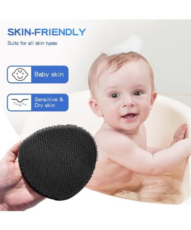 ManmiHealth Soft Silicone Shower Brush Set - Gentle Exfoliating Bath Glove for All Skin Types, Super-Lathering Body & Face Scrubber in Black & Pink with 2 Free Hooks - Buy Online on GoSupps.com