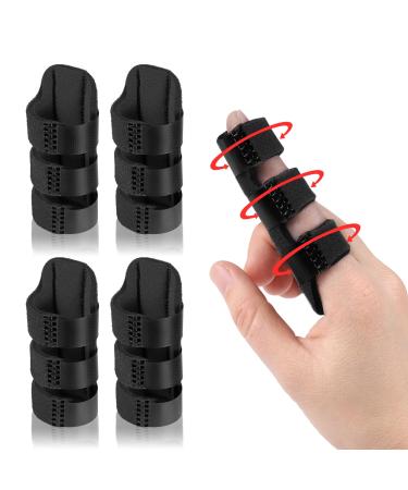 Trigger Finger Splint Finger Splints for Straightening & Trigger Finger & Broken Finger Finger Brace Fits Index Finger - Middle Finger - Ring Finger Black 4 pcs One Size Black-4pcs