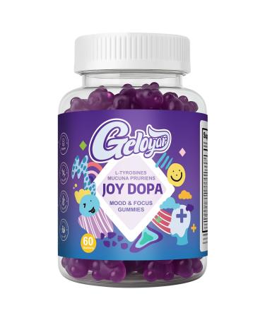 Geloyar Joy Dopa Focus & Energy Gummies Natural Dopamine Support with Mucuna Pruriens L-Tyrosine L-Theanine & GABA | Steady Focus Daily Drive & Balanced Energy | Vegan Non-GMO Blueberry Flavor