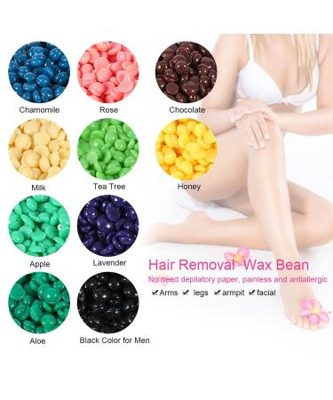 Vomeko Hard Wax Beans Set - 10 Types 100g/Bag Natural Ingredients Rose Scent - Smooth Hair Removal for Home Use - Buy Online on GoSupps.com