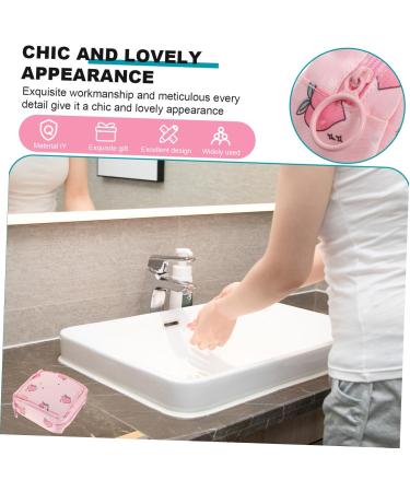 Stylish 2-Piece Healeved Container Napkin & Cosmetic Bag - Pink Travel Organizer for Handbags & Wallets | 12x12cm - Buy Online on GoSupps.com
