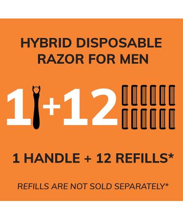 BIC Hybrid 3 Comfort Men's Disposable Razors Kit - 1 Handle & 12 Cartridges, 3 Blades - 13 Piece Set - Buy Online on GoSupps.com