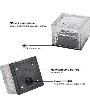 Set of 4 Solar Ice Cube Rocks Light LED Paver Garden in-Groud Buried Light Automatic Switch for Outdoor Path Road Yard Warm White - Buy Online on GoSupps.com