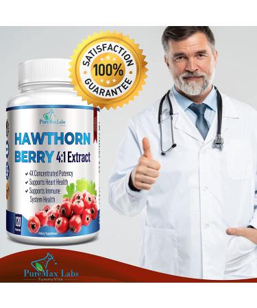 Hawthorn Berry Extract 4:1 (120 Capsules) - Supports Healthy Blood Pressure, Heart Health, Immune System - Super Antioxidant - Concentrated from 2660mg Berries - Buy Online on GoSupps.com