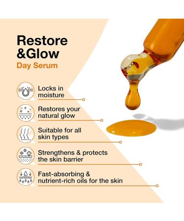 Love & Pamper RESTORE & GLOW - Plant Powered Hydrating Day Serum Vitamin C Q10 Buriti & Rose-hip Oil. Brightens Strengthens Reduces Fine Lines Restores Skins Natural Glow Moisturising & Nourishing Face Serum_For Day_Care - Buy Online on GoSupps.com