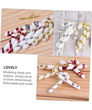 STOBAZA 4pcs Christmas Candy Cane Plastic Candy Cane Christmas Fireplace Ornaments Christmas Tree Crutches Silver 7x2.5cm - Buy Online on GoSupps.com