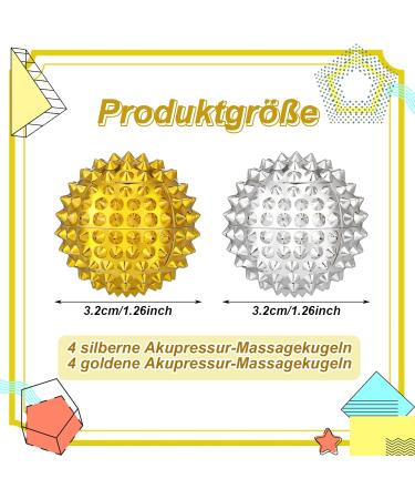 Fingertoys 8-Piece Magnetic Massage Balls Set - Acupuncture & Yoga Massage Balls (32mm) - Silver & Golden for Muscle Relief - Buy Online on GoSupps.com