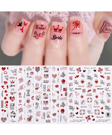 Valentine Gift Rose Lip Manicure 3D Nail Decor Lover Heart Nail Stickers Adhesive Decals(1) Style 01 - Buy Online on GoSupps.com